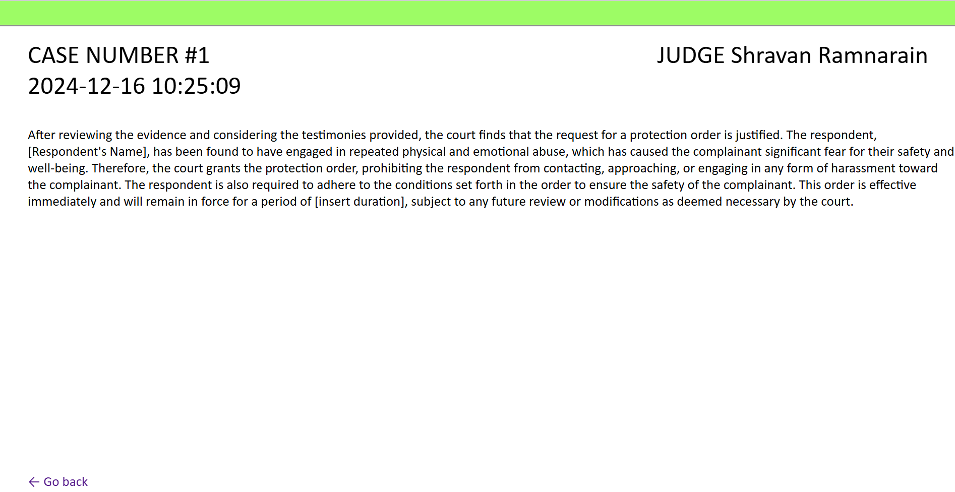 Judge Ruling View